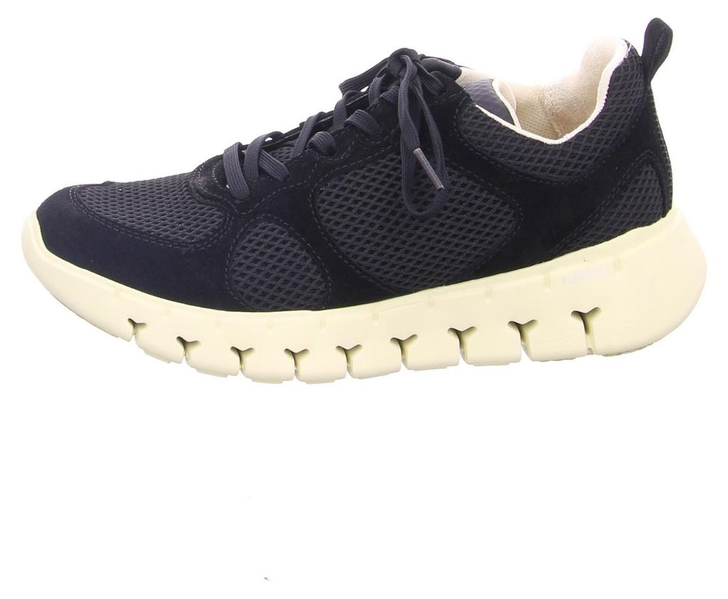 Gabor Damen Sneaker Schwarz mit Netz-Obermaterial und cremefarbener Gummisohle