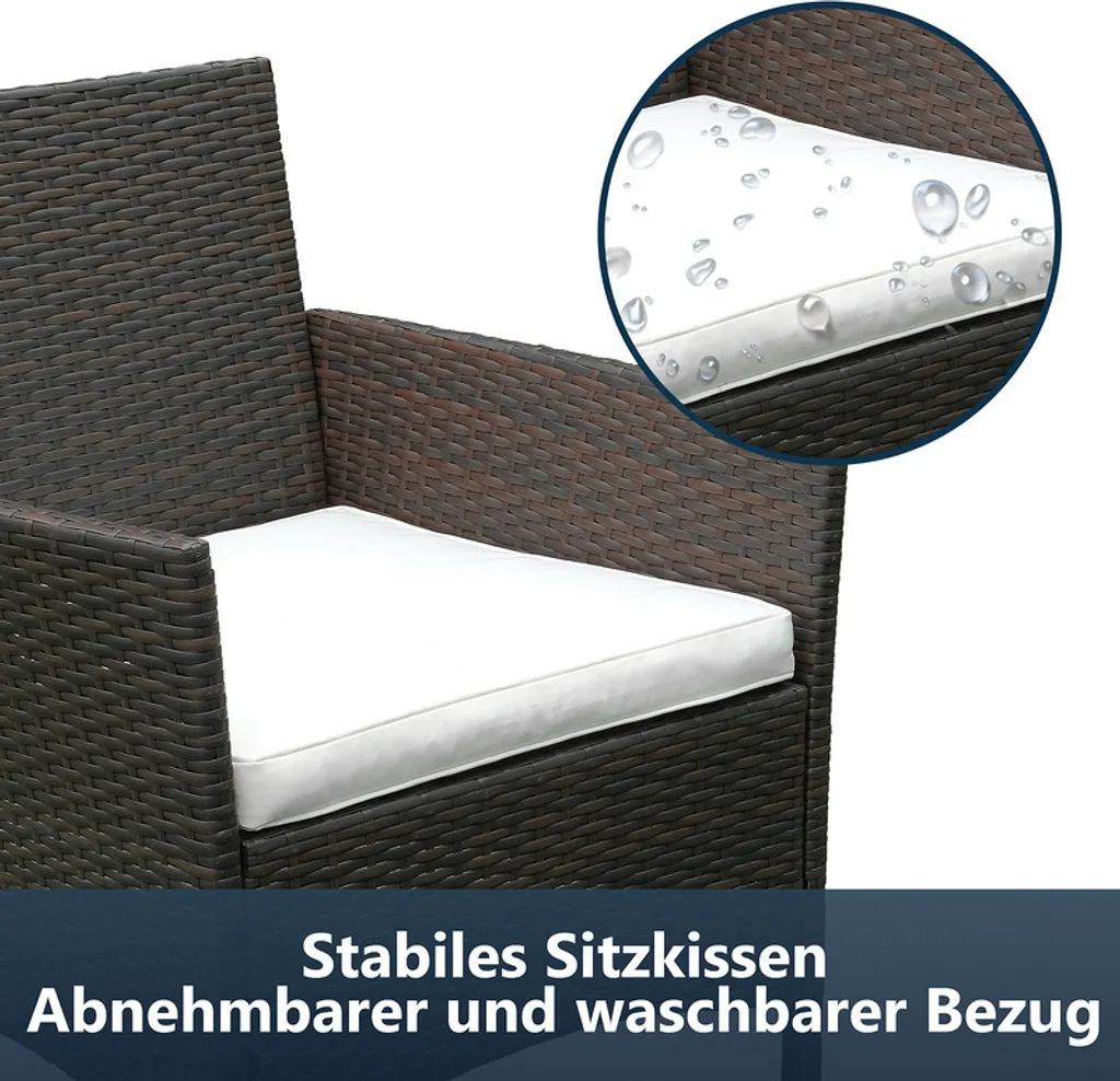 TolleTour Mobili Giardino Polyrattan Marrone | Set Divano Balcone 4pz - 6