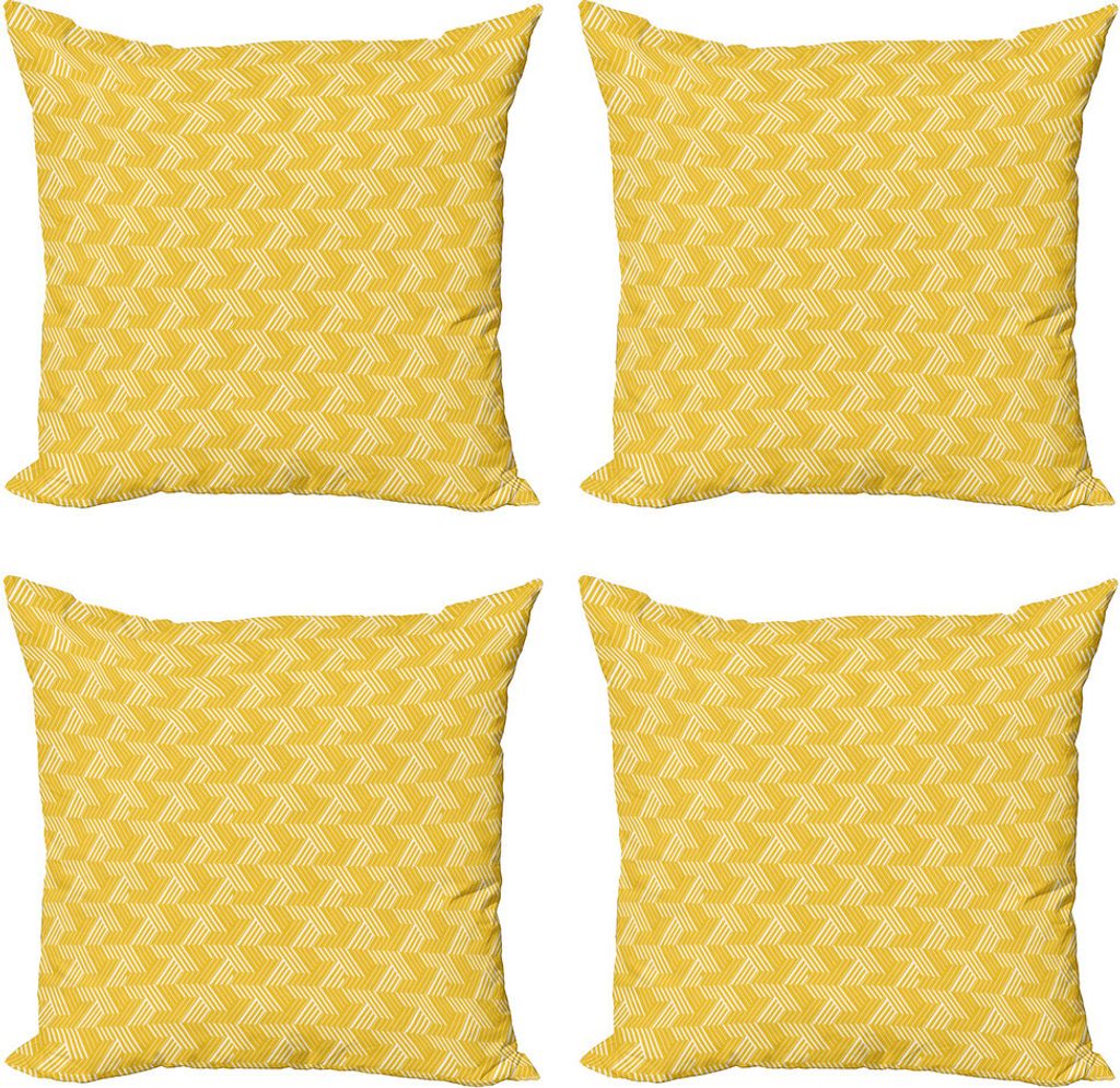 ABAKUHAUS Gelb und Weiß Kissenbezug Set (4 Stück), einfache Lattice, Moderner Doppelseitiger Digitaldruck, 60 cm x 60 cm, Erde Gelb Weiß