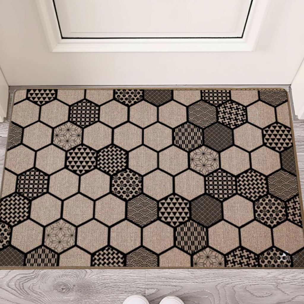 Dariana Universal Fußmatte Linen Mosaik 45x75 cm - Rutschfester Vorleger für Küche, Bad & Flur