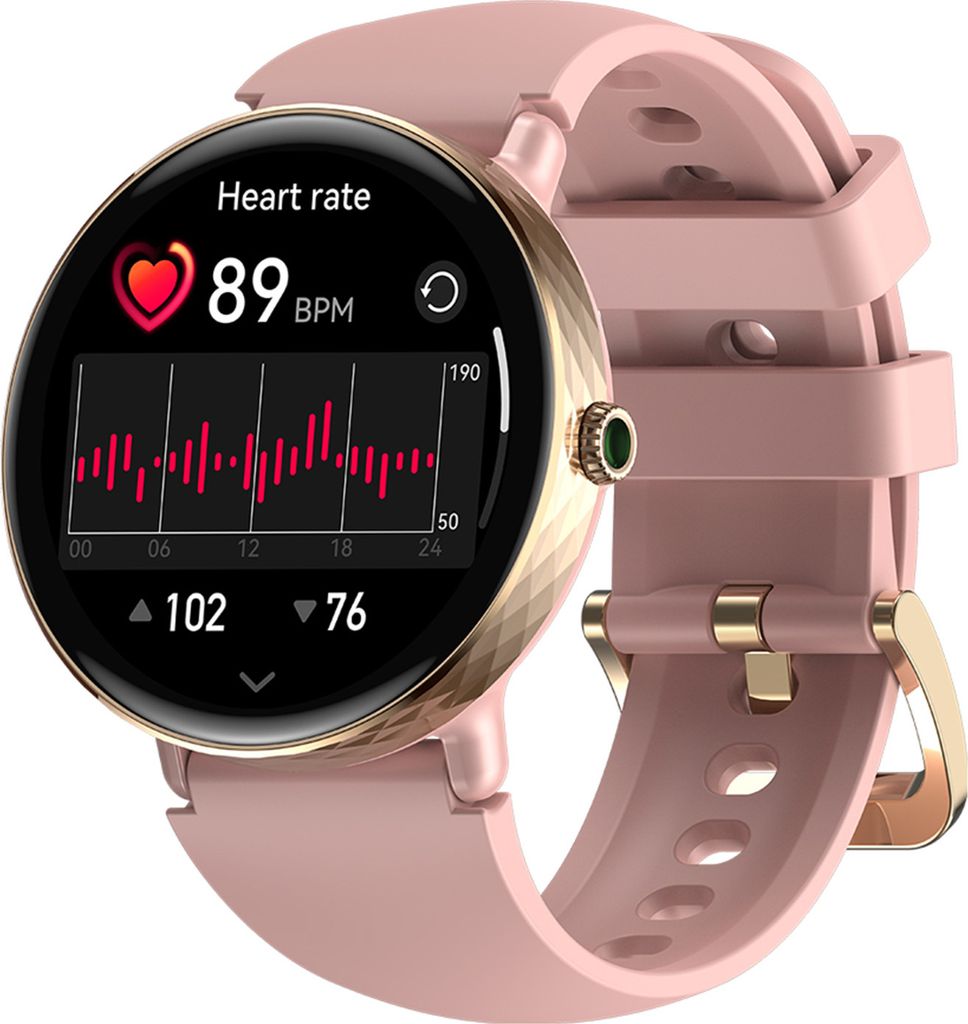 Drahtlose Anrufe Damen Smartwatch 1,2 Zoll AMOLED Bildschirm Doppelriemen Gesundheitsueberwachung Smart Watch
