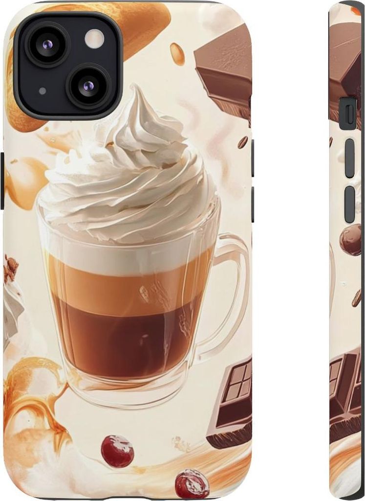 Kaffee und Süßes im dynamischen Design – Hülle Kompatibel mit iPhone 13
