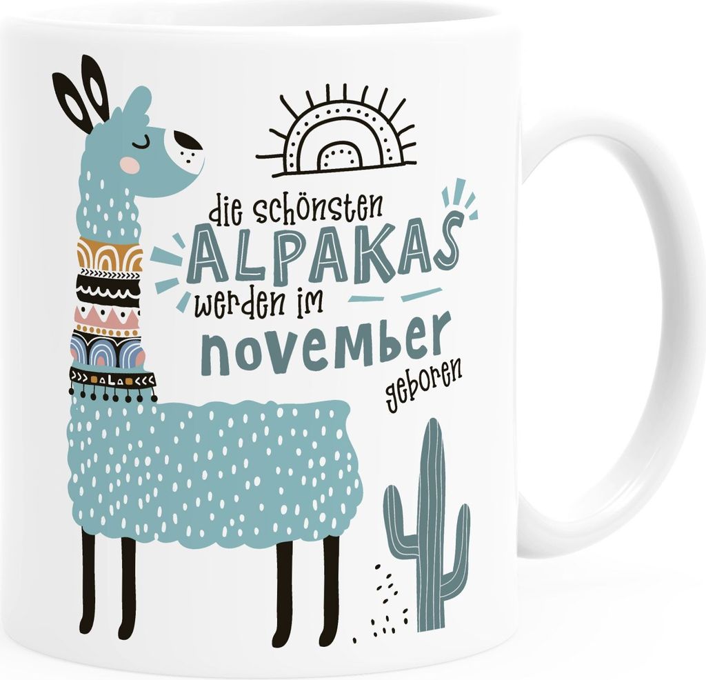 Kaffee-Tasse Die Schönsten Alpakas werden im Januar-Dezember geboren anpassbares Motiv Geburtsmonat individuelle Geburtags-Geschenke Lama SpecialM...