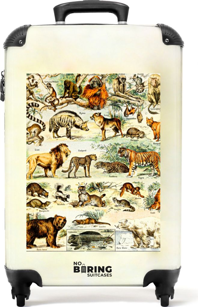 NoBoringSuitcases.com Koffer Handgepäck Trolley Rollkoffer Kleine Reisekoffer mit 4 Rollen - Tiere - Tiger - Vintage - Illustration - Kunst - Ca...