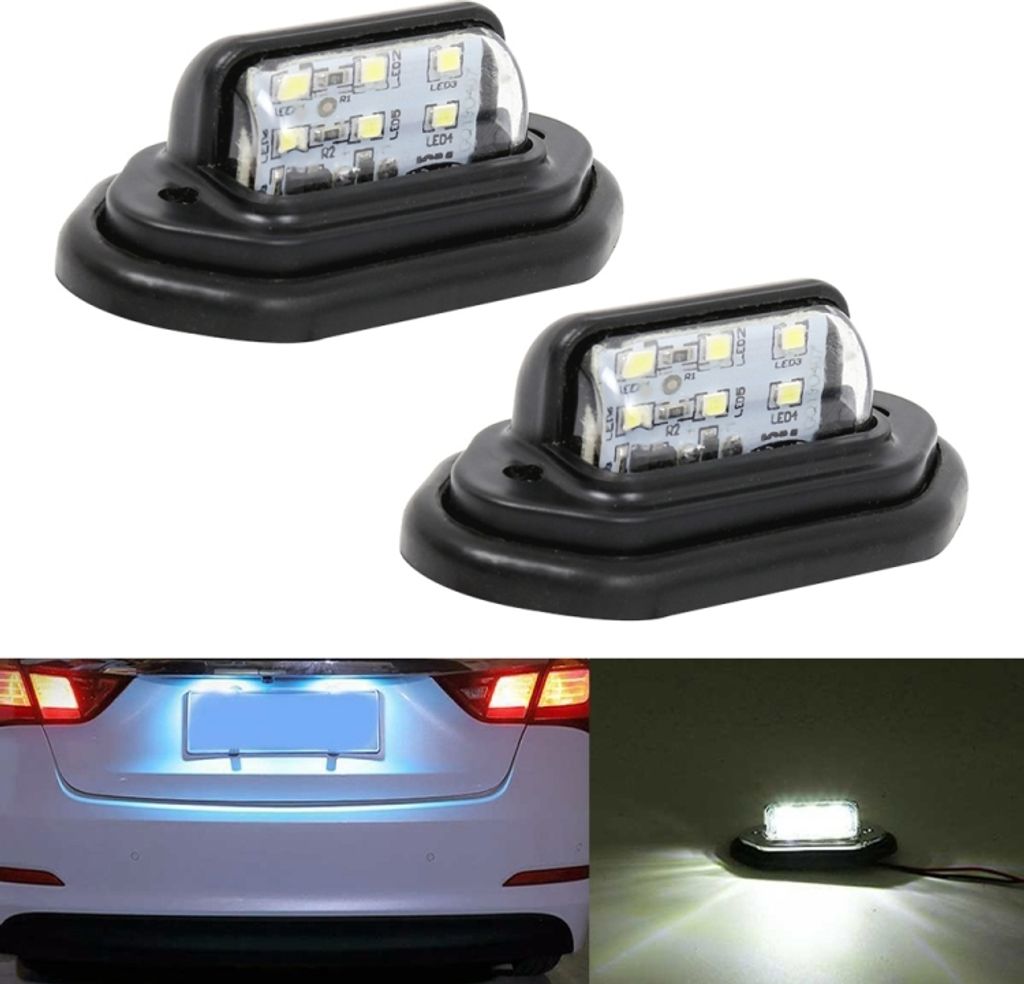 2 PCS MK-257 Auto Van Bus Anhänger LED Taschenlampe Seitenlicht 12-30V 6LEDs Kennzeichenleuchte (schwarz)