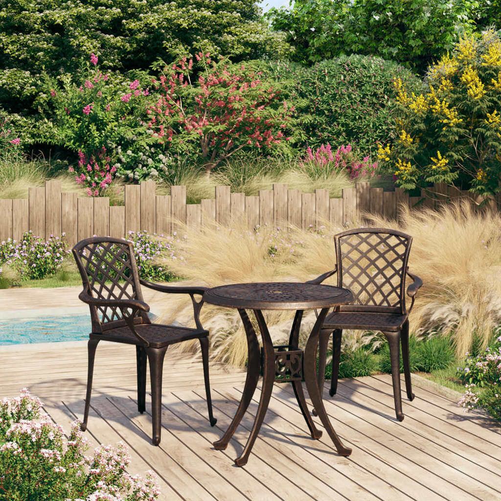 "Rabatt" 3-tlg. Bistro-Set - mit tishe & Stuhl - Aluminiumguss Bronzen - Lounge-Dining set CC2962