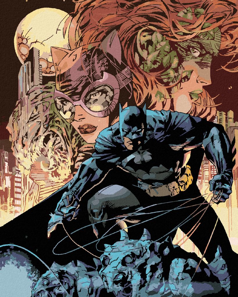 Zuty - Malen nach Zahlen - BATMAN, GIFTEFEU UND CATWOMAN, 40x50 cm, ohne Keilrahmen