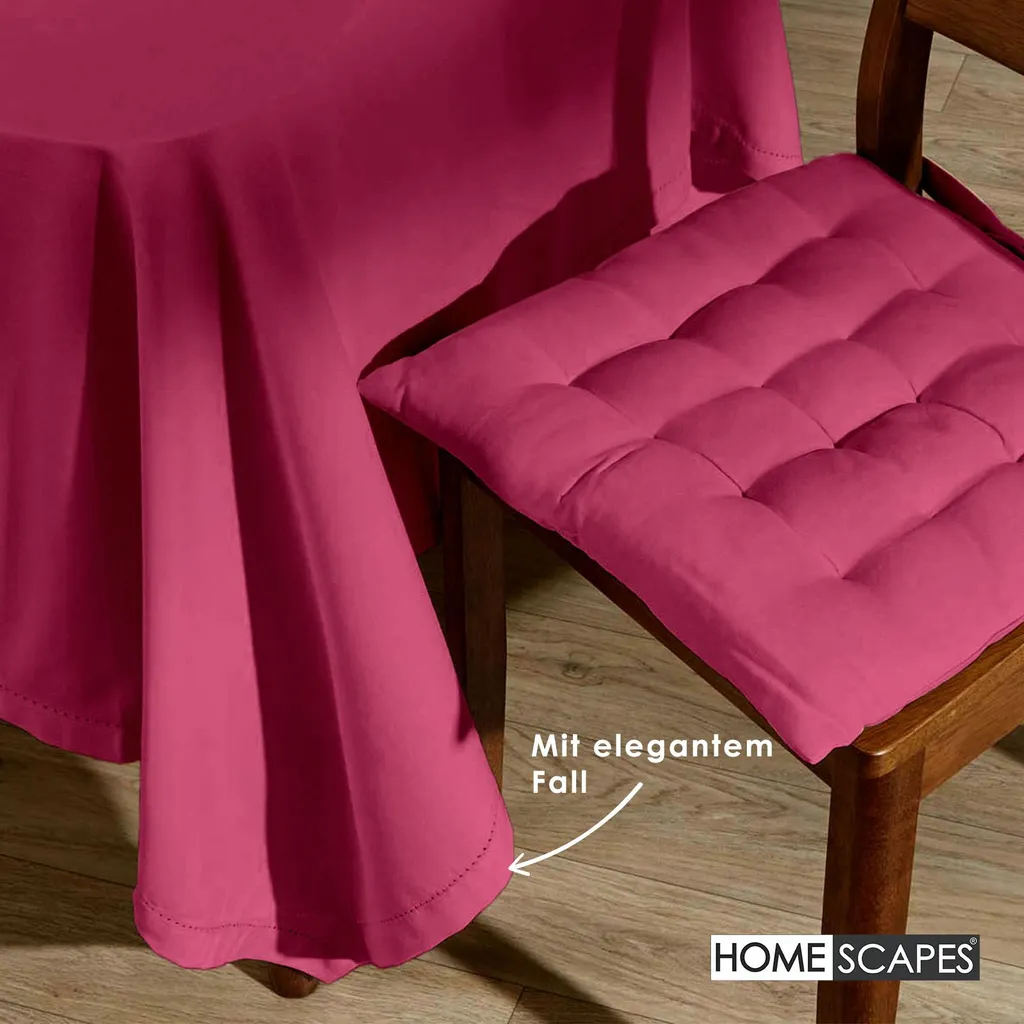 Tovaglia Cotone Homescapes Rosso Vino 137x228 - Ideale per Famiglia - 6