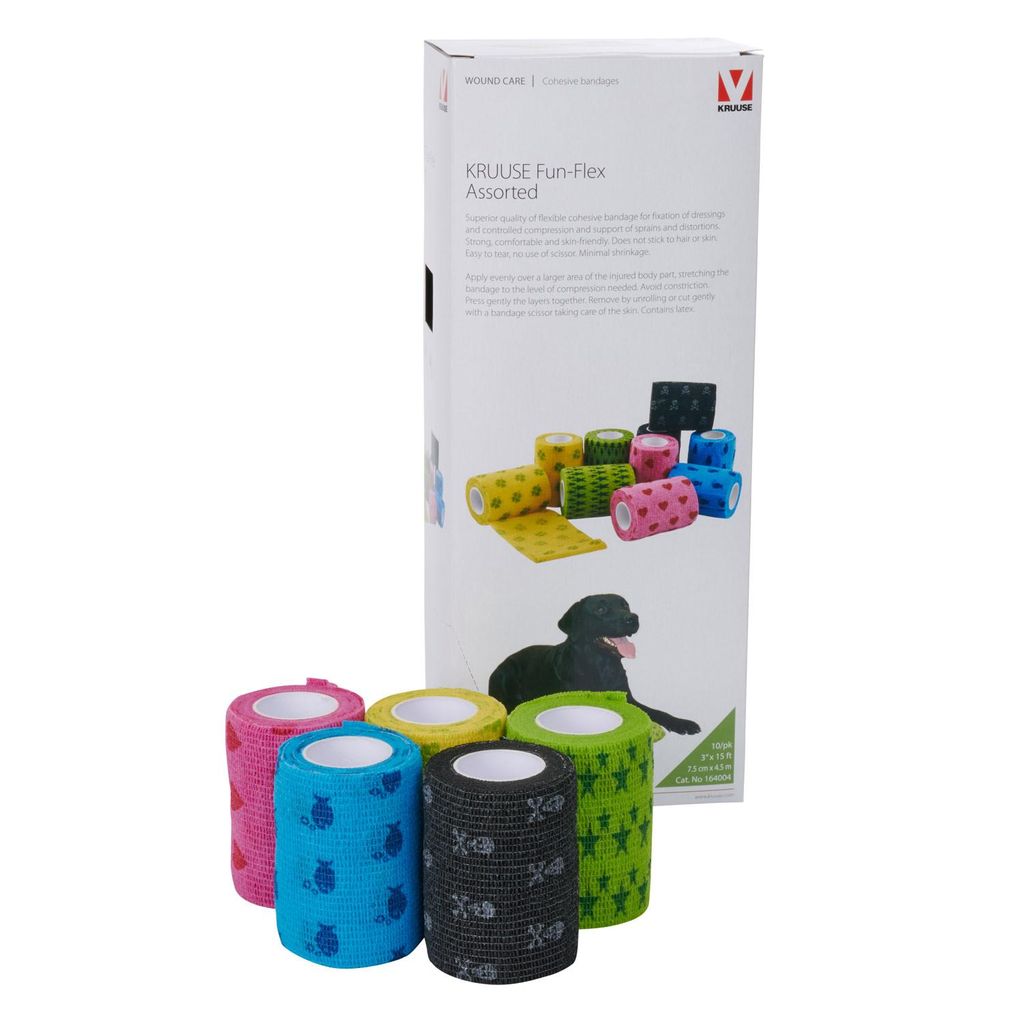 10 Rollen - 7,5 cm x 4,5 m Kruuse Fun-Flex Pet Bandage - Produktbild 