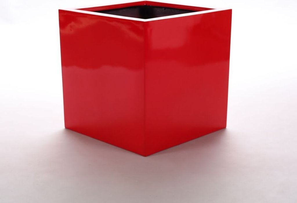 Elegant Einrichten | Pflanzkübel | Fiberglas | quadratisch | 38x38x38cm | hochglanz rot.