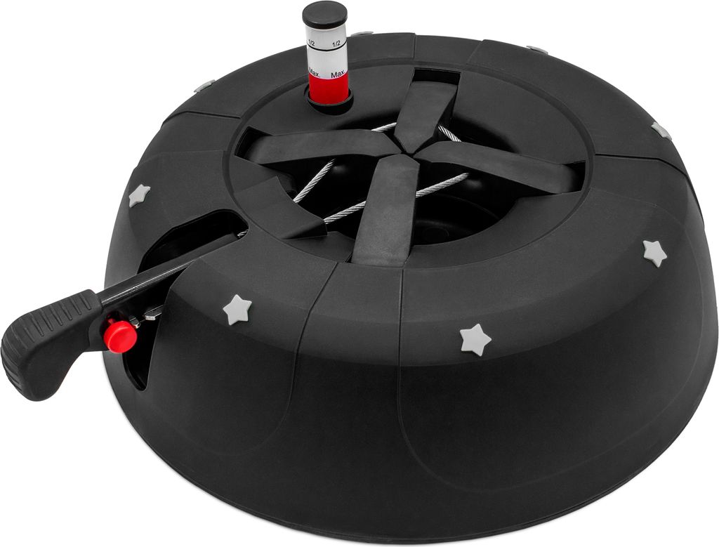 Christbaum Ständer grün mit Einseiltechnik und Fußhebel - 32 cm - Weihnachtsbaumständer mit Wassertank für Bäume bis 2 m - Tannenbaumständer...