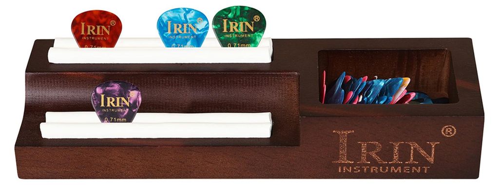 Gitarrenplektren – Plektrenhalter aus Eichenholz – Aufbewahrungsbox für Gitarrenzubehör – Silikonfächer mit 10 Plektren für Musiker und L...