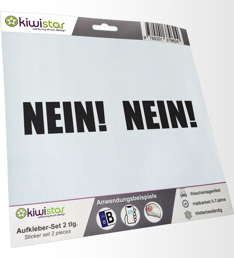 Kiwistar - 2x Kennzeichenaufkleber - mattschwarz - 21 mm Nein! - Niemals - Auf Gar Keinen Fall Aufkleber für Auto, Laptop, Fahrrad, LKW, Motorrad ...