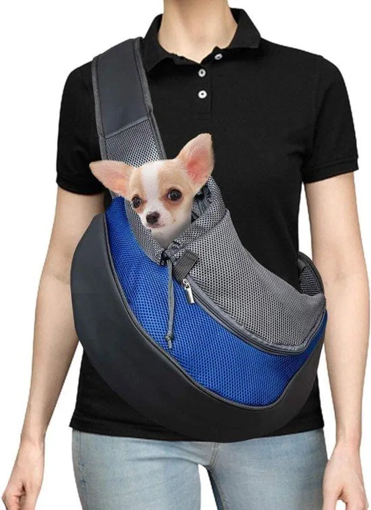 Sac de transport pour chien en maille aérée bleu confortable