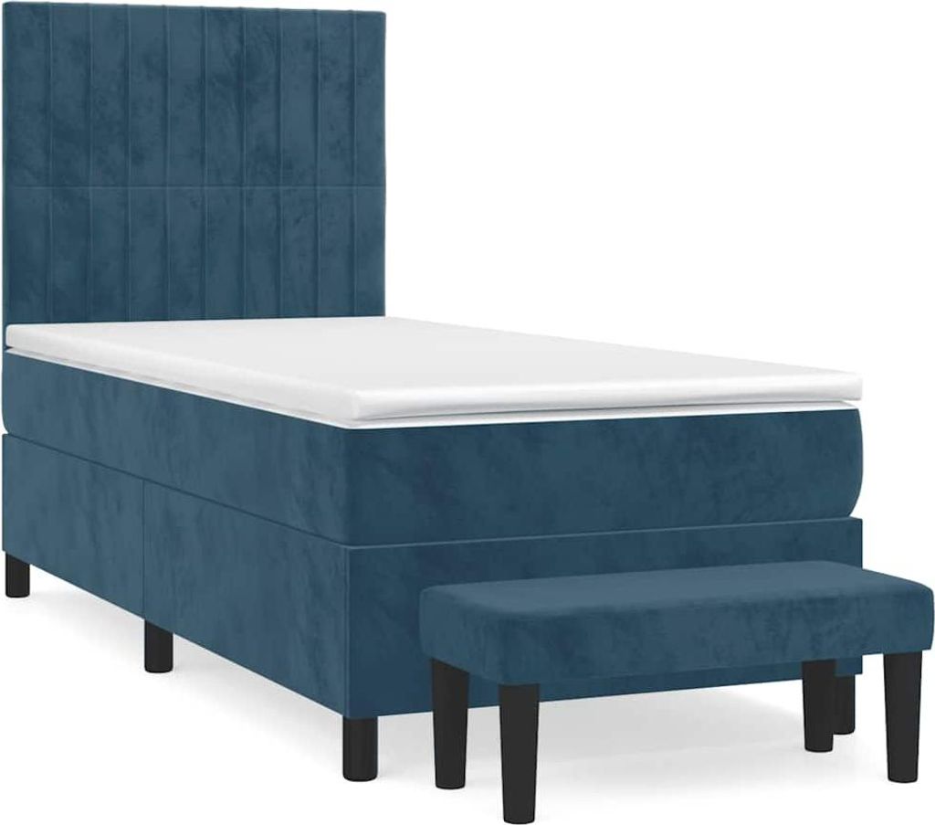 vidaXL Boxspringbett mit Matratze Dunkelblau 80x200 cm Samt