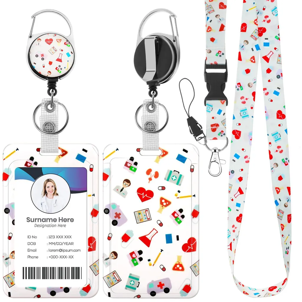 Porte-badge personnel soignant avec cordon amovible rétractable Modèle A