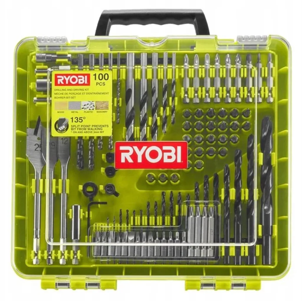 Ryobi RAKDD100 Coffret de 100 embouts de vissage 1/4 hex pour perceuse