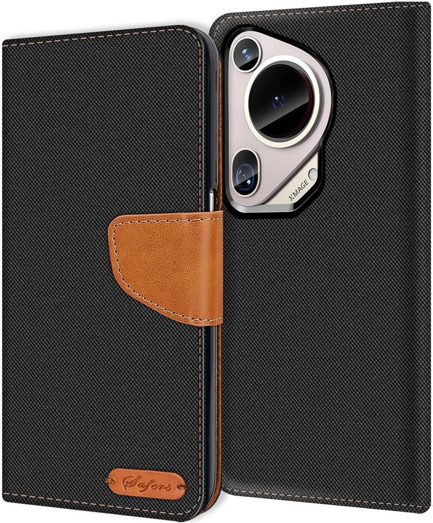 COQUE Hülle Für Huawei Pura X - Weiße Leder Schutzhülle Mit Carbon-Optik