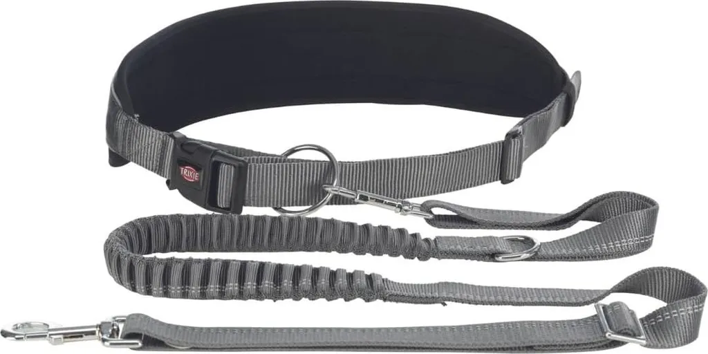 Kit ceinture de course pour chien et laisse élastique sport 25 mm noir