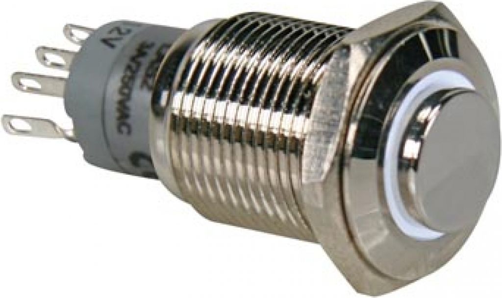 Druckschalter - Rund - Hoch - Metall - Spdt 1No 1Nc - Weie Produktbild 