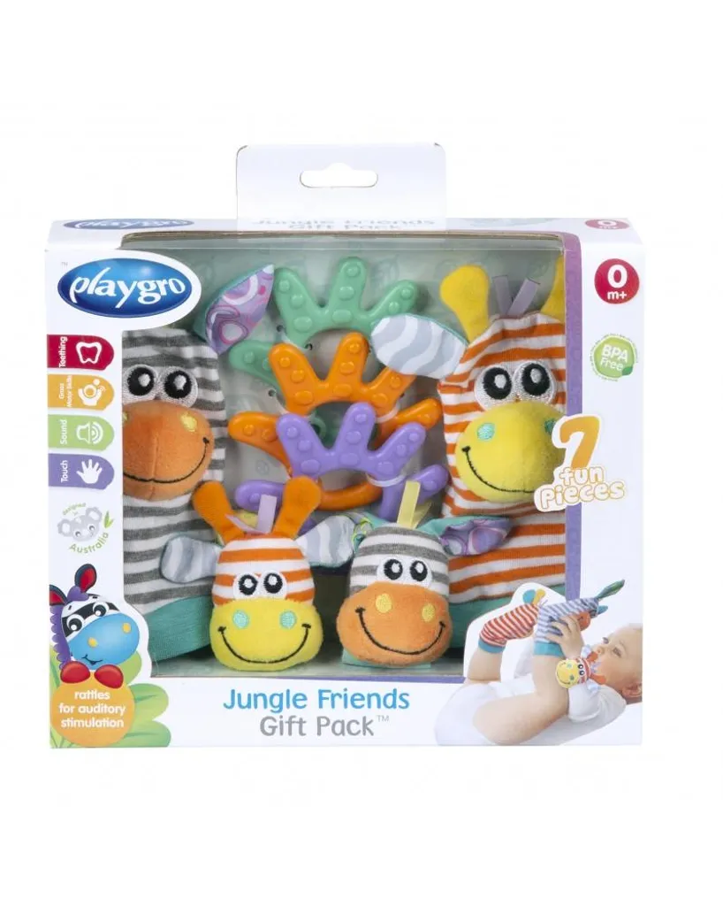 Hochets de Pieds et Poignets Jungle Friends Playgro pour l'Éveil Bébé