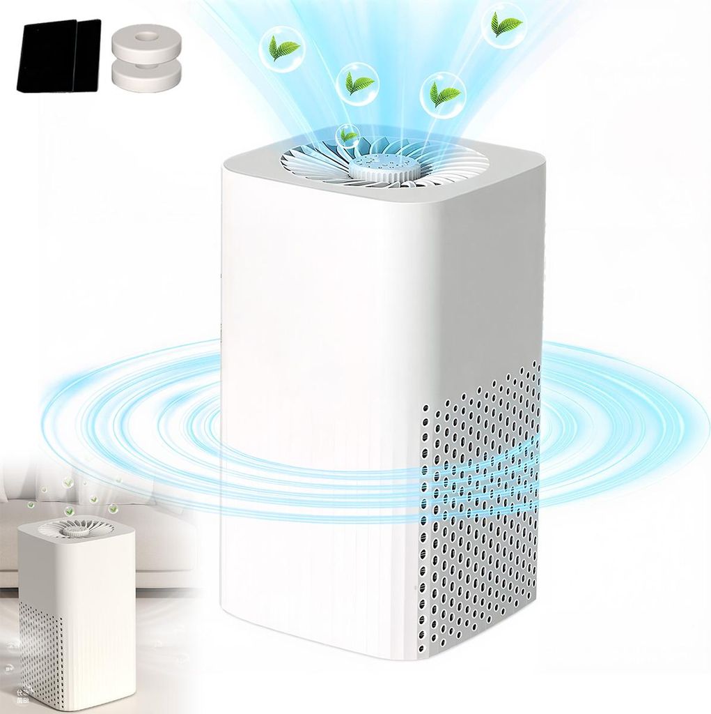Luftreiniger für Auto & Zuhause, HEPA Tisch Luftreiniger USB, leise gegen Gerüche Rauch Staub Pollen Tierhaare, großer Luftstrom