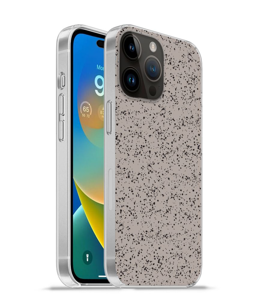 MuchoWow Handyhülle Schutzhülle Hülle für Apple iPhone 14 Pro Max Polka dots - Schwarz - Grau Silikon Softcase Handy Hülle - Hardcover
