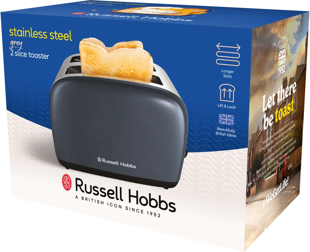 Toaster 2 Fentes Russell Hobbs 1670W en Inox pour Tartines et Sandwiches