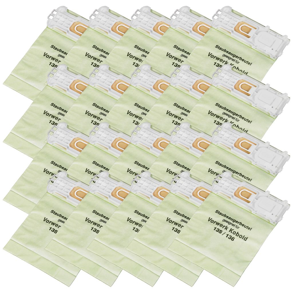 20 Staubsaugerbeutel geeignet für Vorwerk Kobold 135, 136, 136 SC (Papier)