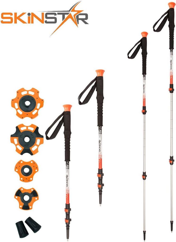 SkinStar T1 Tourenstock, Wanderstock, Trekkingstock, Skistock, Skitourenstock - Länge: SKINSTAR T1 orange