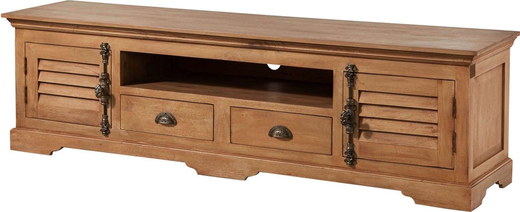 MASSIVMOEBEL24 TV-Board Mango 200x45x55 beige geölt TOULOUSE #10