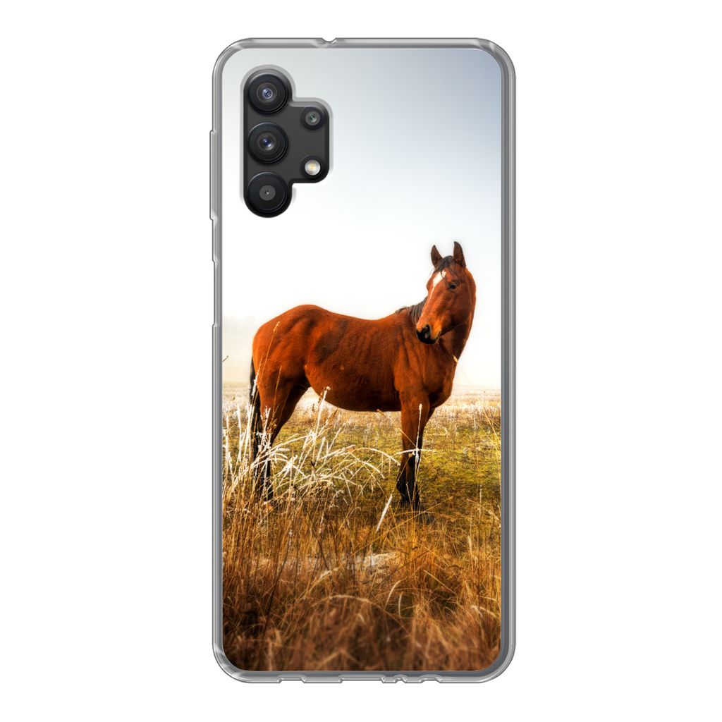 MuchoWow Handyhülle Schutzhülle Hülle für Samsung Galaxy A32 5G Pferd - Weide - Australien Silikon Softcase Handy Hülle - Softcase