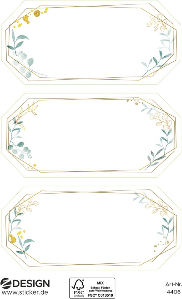 ZDesign HOME Haushalts-Etiketten mit Zierrahmen achteckig 3 Blatt à 3 Sticker