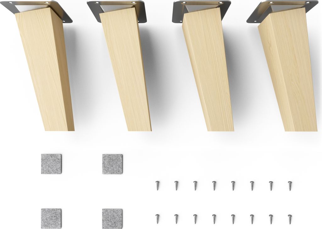 4x sossai Holzfüße eckig - schräge Ausführung 15cm Buche Produktbild 