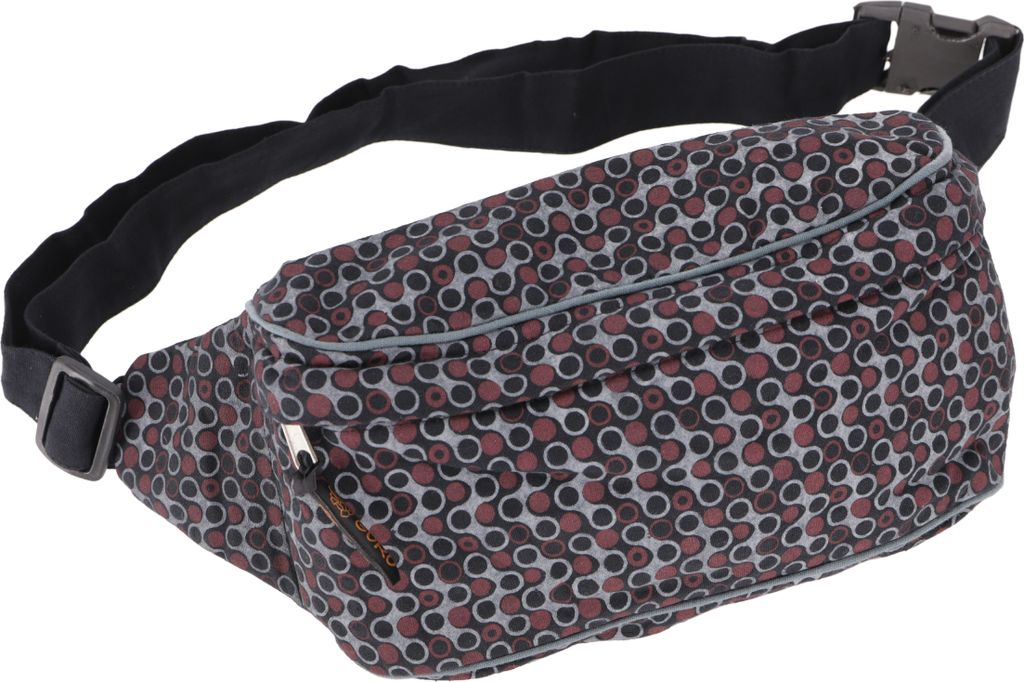 Große Bedruckte Stoff Gürteltasche, Crossbody Bag, Hüfttasche - Schwarz, Uni - Erwachsene, Baumwolle, 15*20*5 cm, Festival- Bauchtasche Hippie