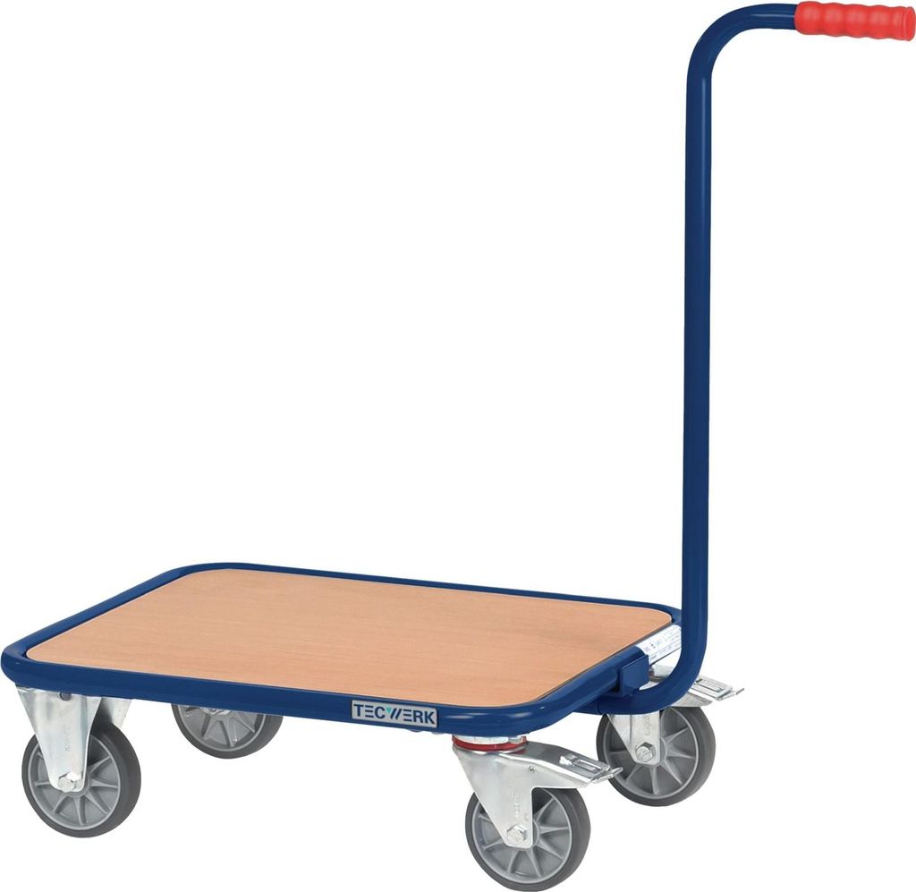 Tecwerk Griffroller L600xB500mm Holzwerkstoffplattform saphirblau, RAL 5003 Tragfähigkeit 250 kg - 1 Stk.