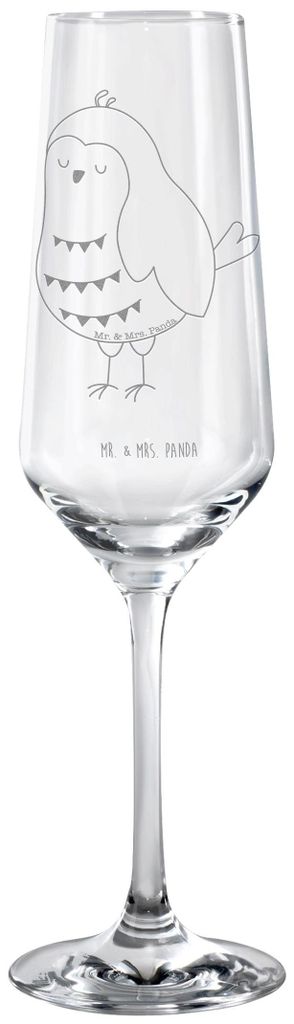 Mr. & Mrs. Panda Glas Eule Zufrieden - Transparent - Geschenk, Wortspiel Lustig, Waldtier, glücklich, Hochzeitstag, Trinkglas, Champagnerglas, Sek...