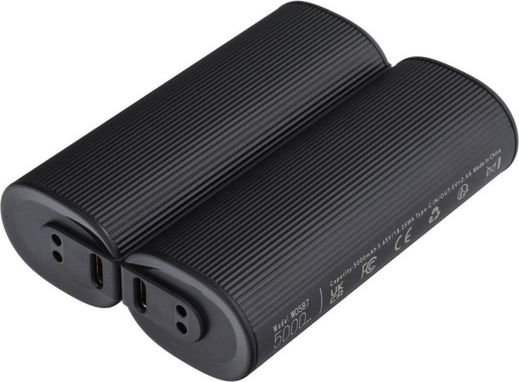 VEGER Powerbank 2 x 5000 mAh mit Handwärmer 2,4A 2 Stück schwarz und silber