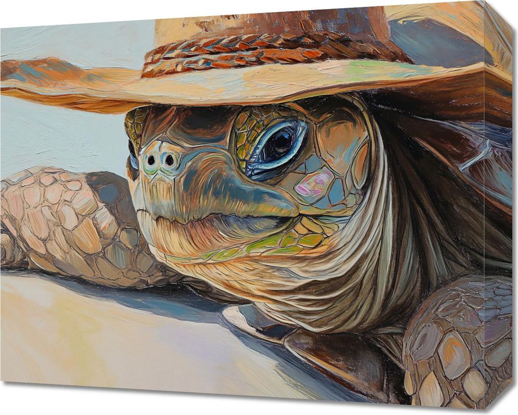 Bild 50x40cm Schildkröte mit Hut