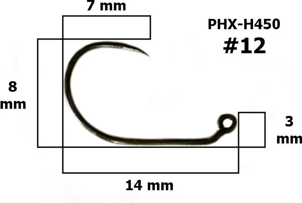 Phoenix H450 #12 Ami da Mosca Jig Senza Ardiglione 25 Pezzi B/N