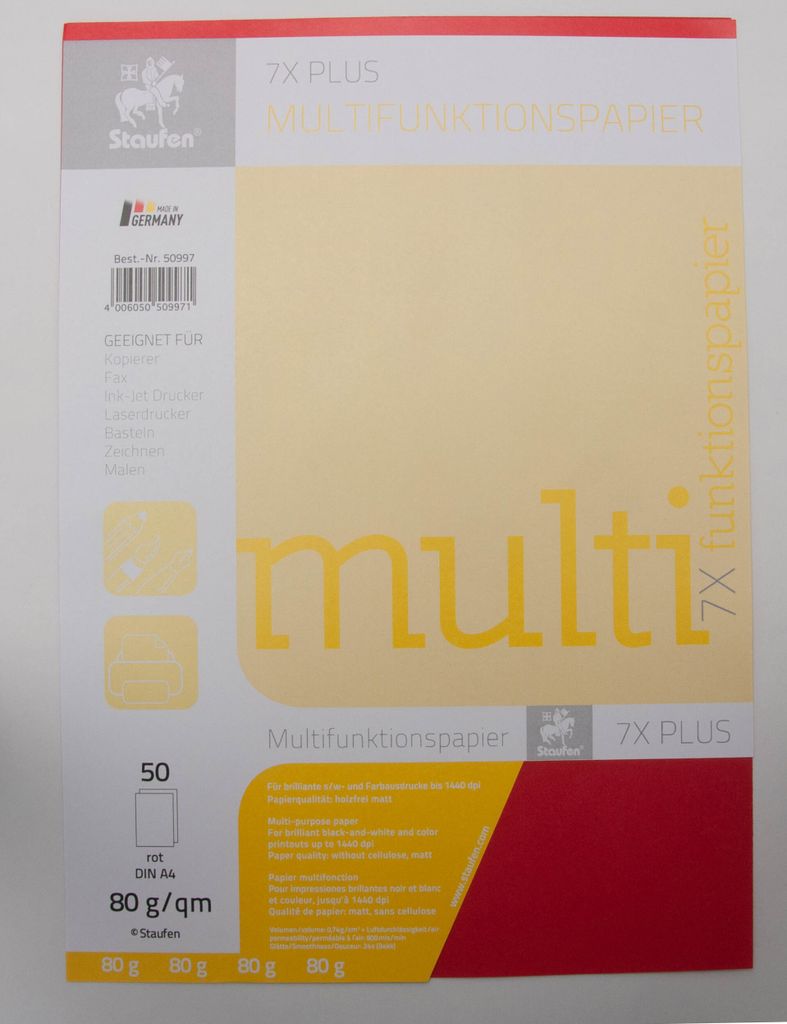 Staufen Kopierpapier rot DIN A4 80 g/qm 50 Blatt