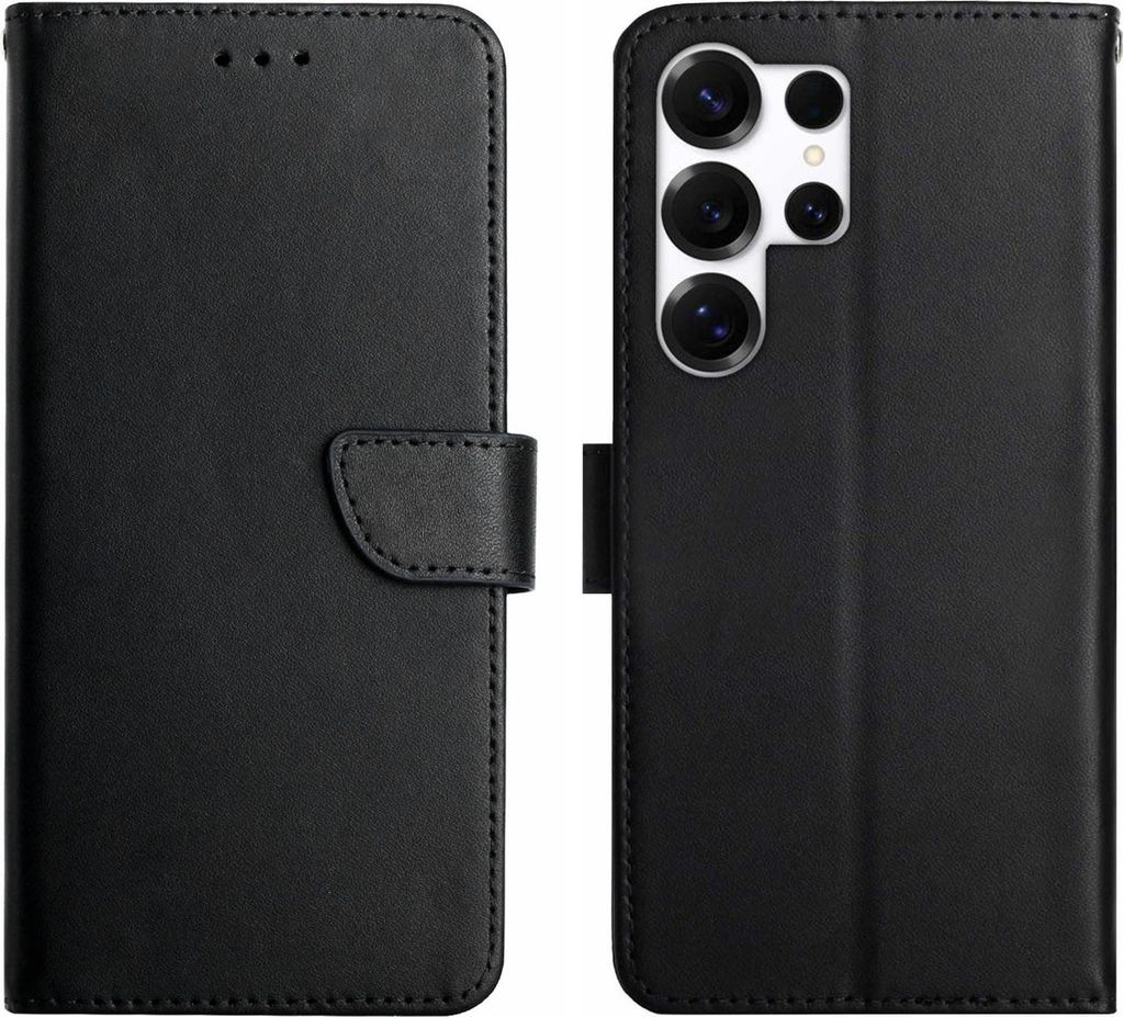 Samsung Galaxy S26 Ultra Hülle - Coverup Genuine Leather Klapphülle - Echtes Leder - Schwarz