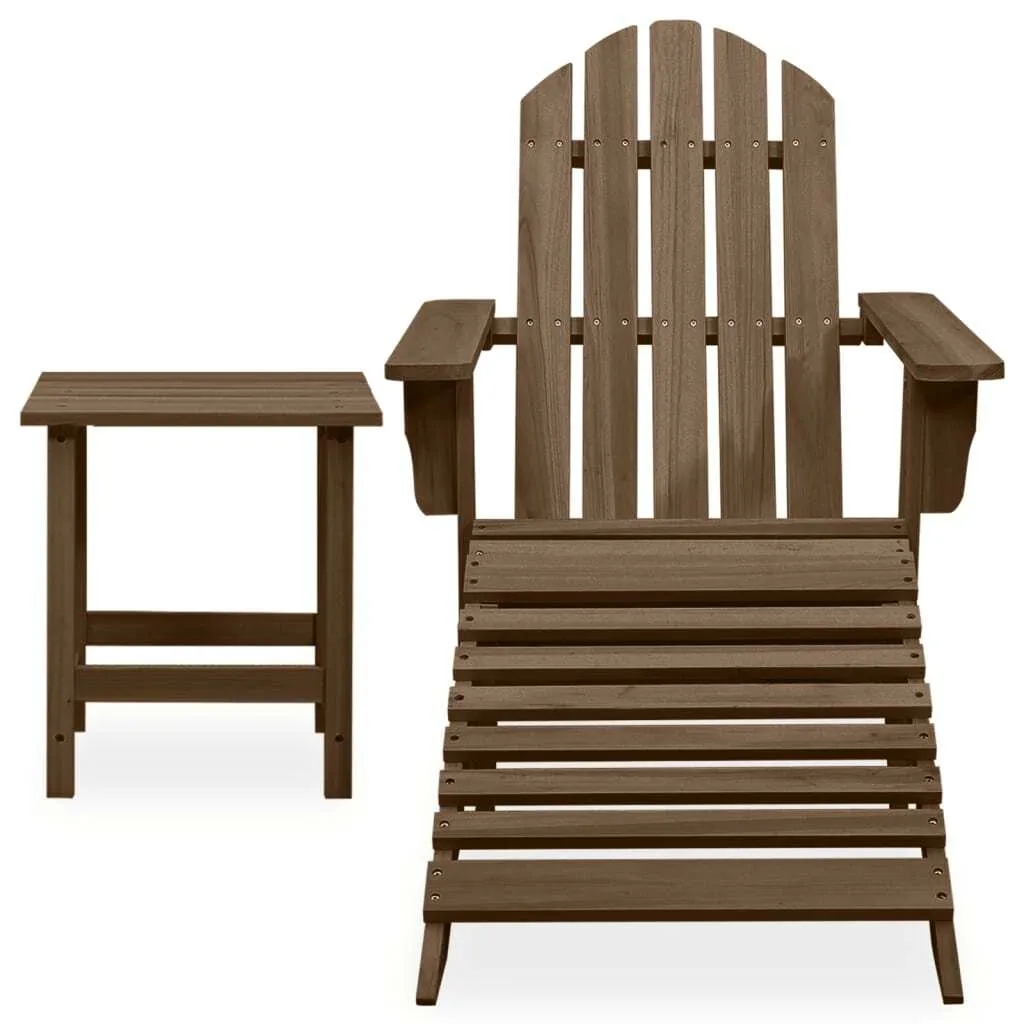 Chaise Adirondack bois sapin brun avec repose-pieds et table : confort absolu