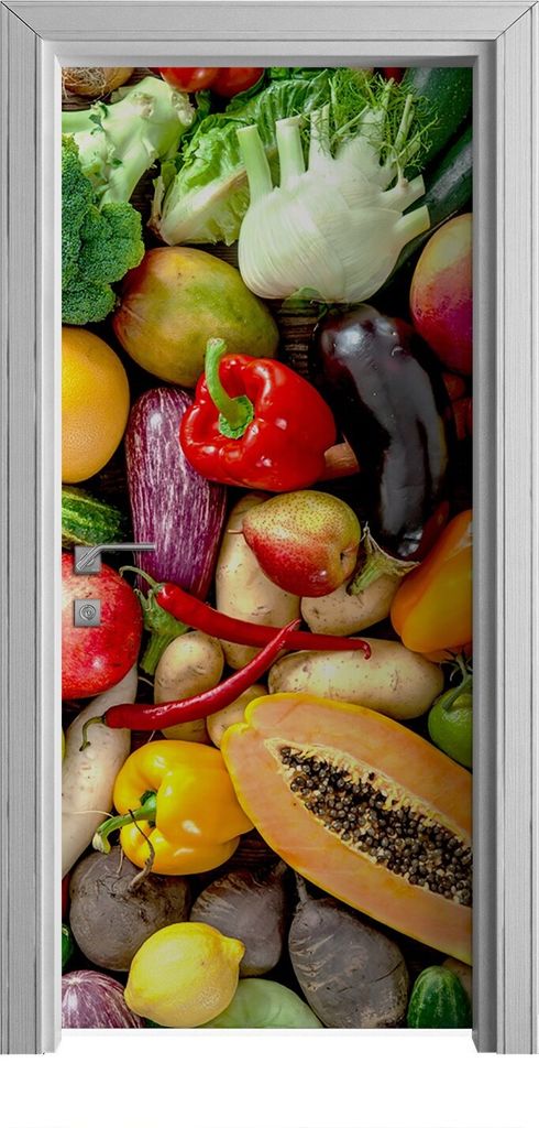 Tür Selbstklebende 90x210 cm Türfolie Türtapete Klebefolie - risches Obst und Gemüse