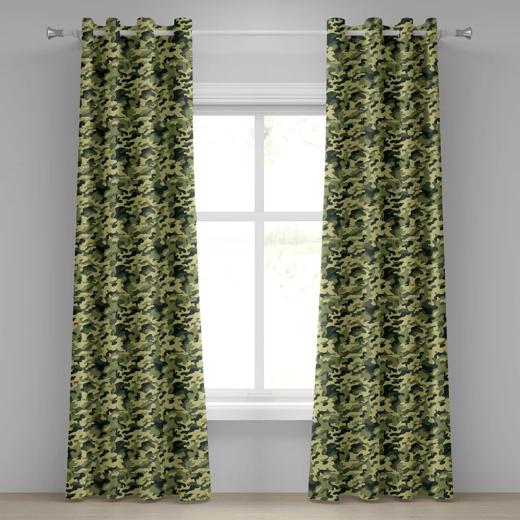 Tenda Decorativa ABAKUHAUS 280x175 Camouflage Verde Giallo Astratta