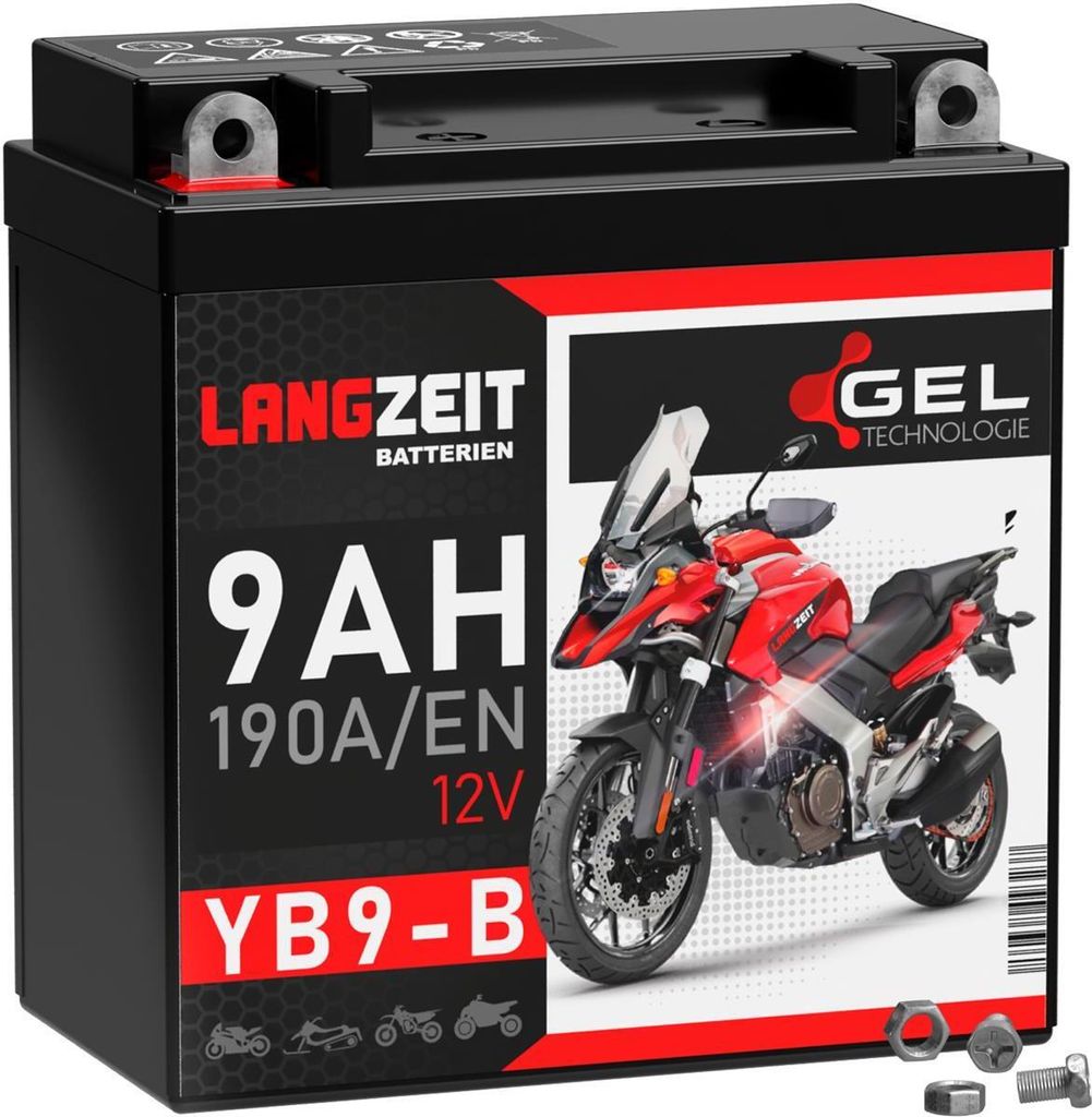 Langzeit Gel Motorradbatterie YB9-B 9Ah 12V Produktbild 