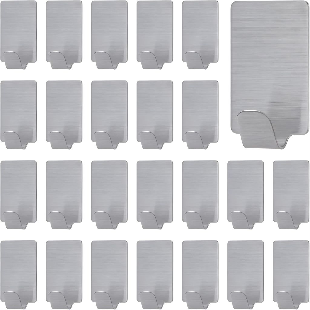 24-teiliges Set selbstklebender Edelstahlhaken, kleine selbstklebende Wandhaken, Handtuchhaken für Bad, Toilette, Küche und Büro