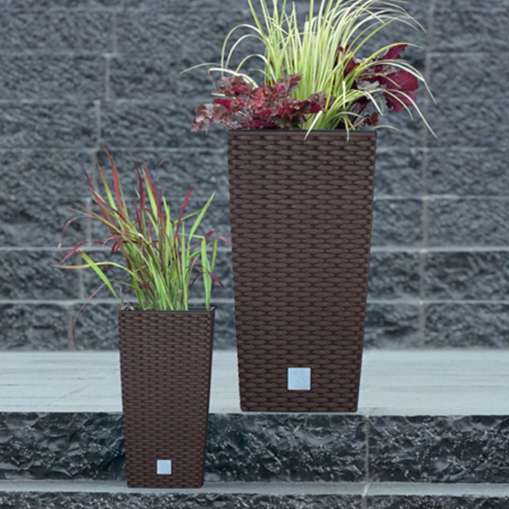 91,5 Liter Pflanzkübel Blumenkübel In Rattan-Optik Inkl. Einsatz Braun - Foto 8