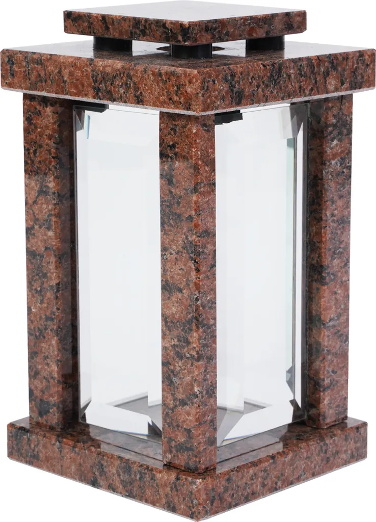 Ornement funéraire en granit Vanga : lampe carrée pour monument sobre