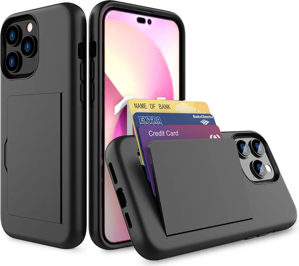 Cover iPhone 14 Plus Nera con Portacarte | Must-Have per Viaggiatori